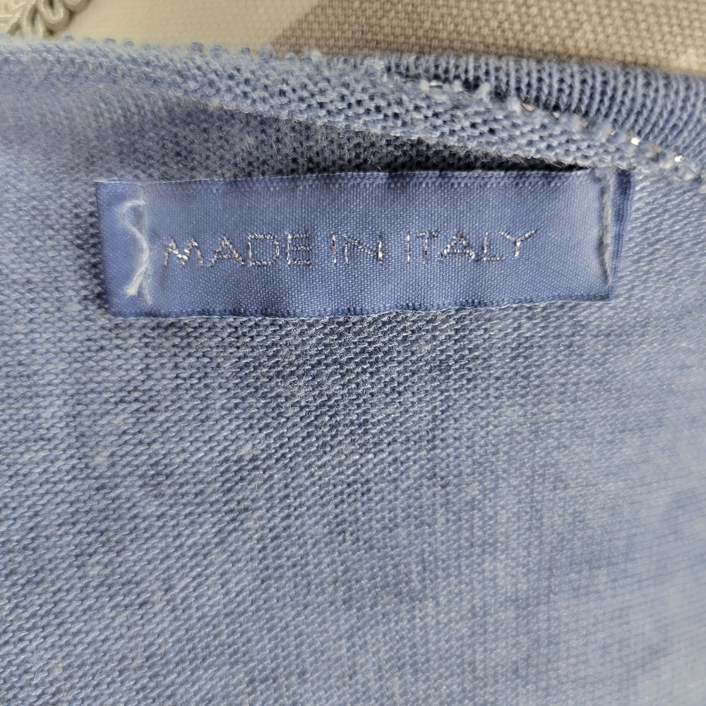 Made in Italy ART 8418 AF Chambray Knit Top Silver Metallic Accents Size L/XL - Picture 9 of 11
